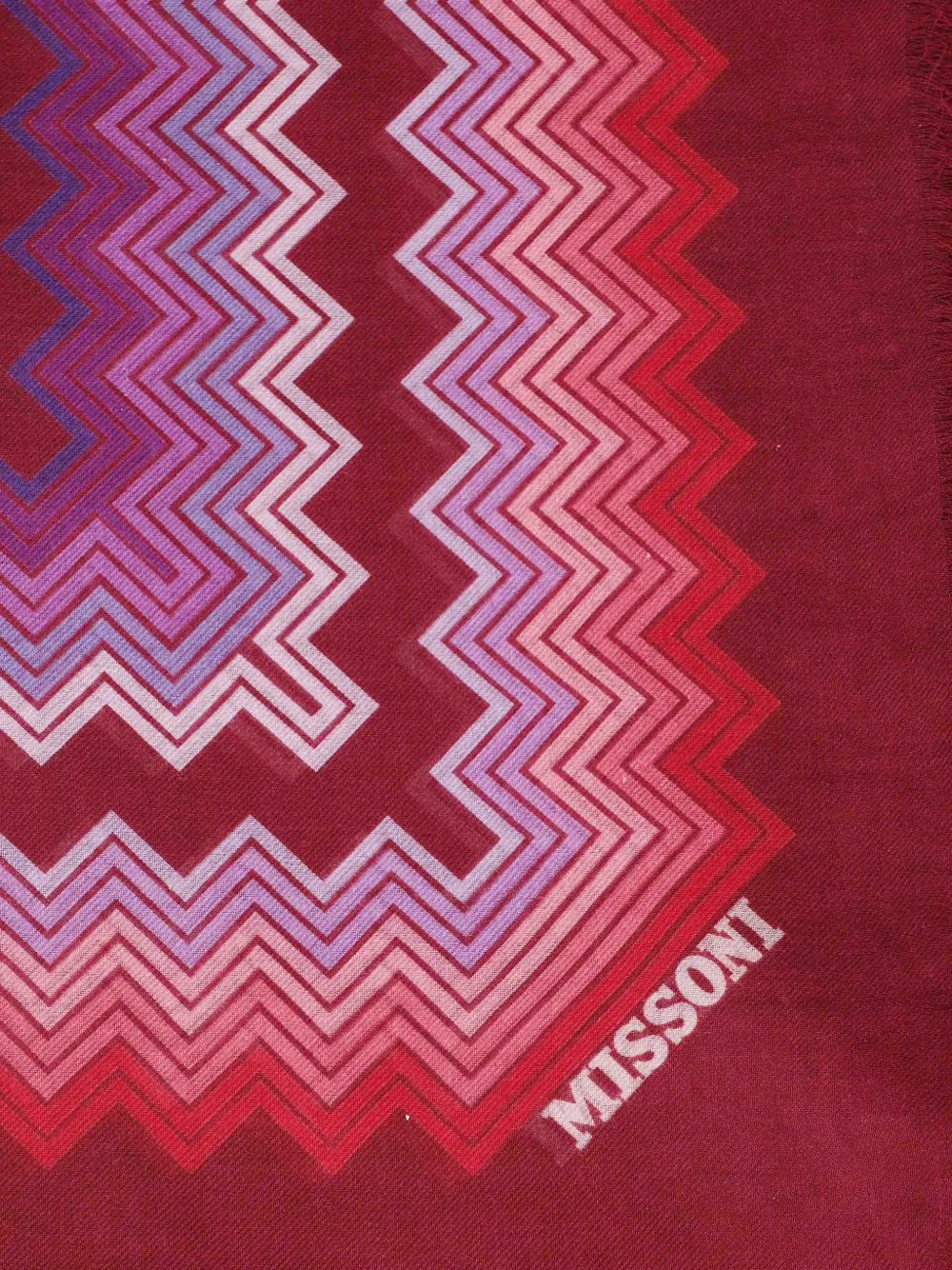Missoni Zigzag-print Fringed Scarf in Red, view 2