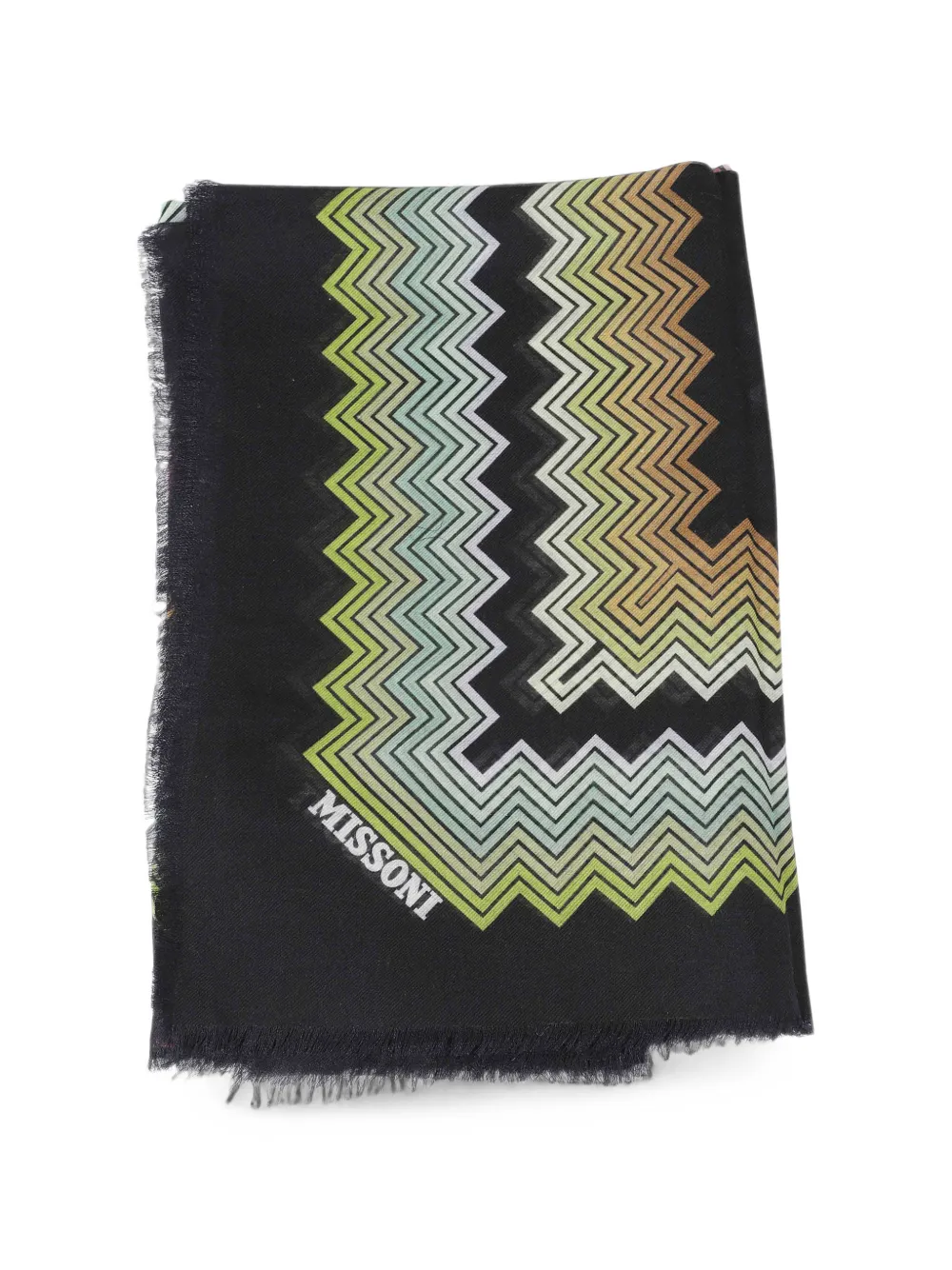 Missoni zigzag-print frayed scarf - Nero