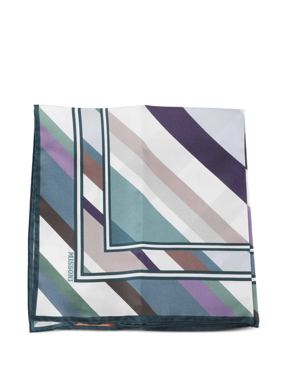 Missoni diagonal-stripe logo-print scarf - Verde