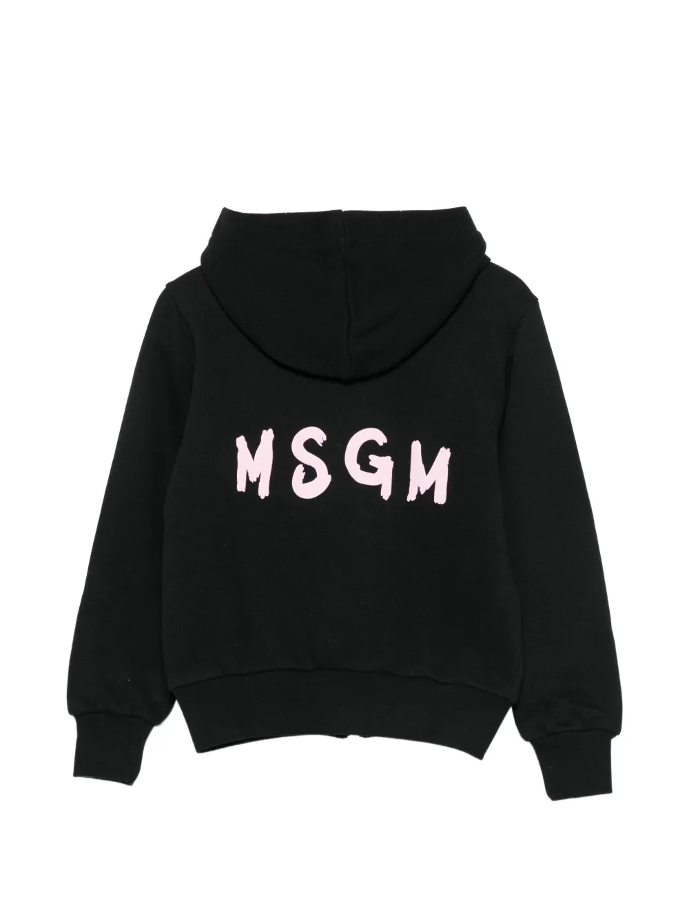 MSGM Kids Hoodie met logoprint en rits Zwart