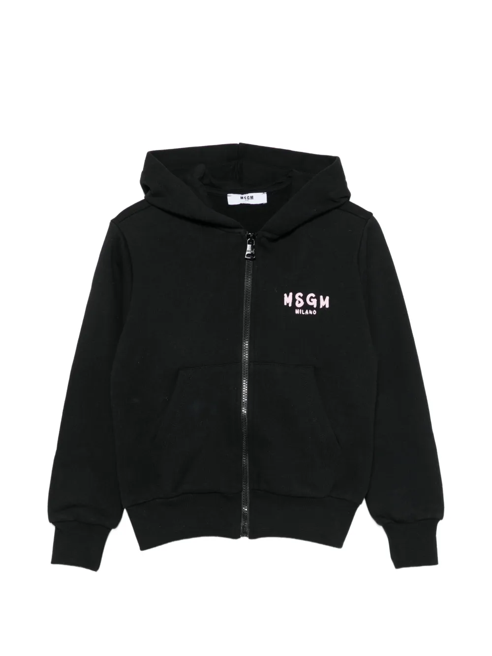 MSGM Kids logo-print zip-up hoodie - Nero