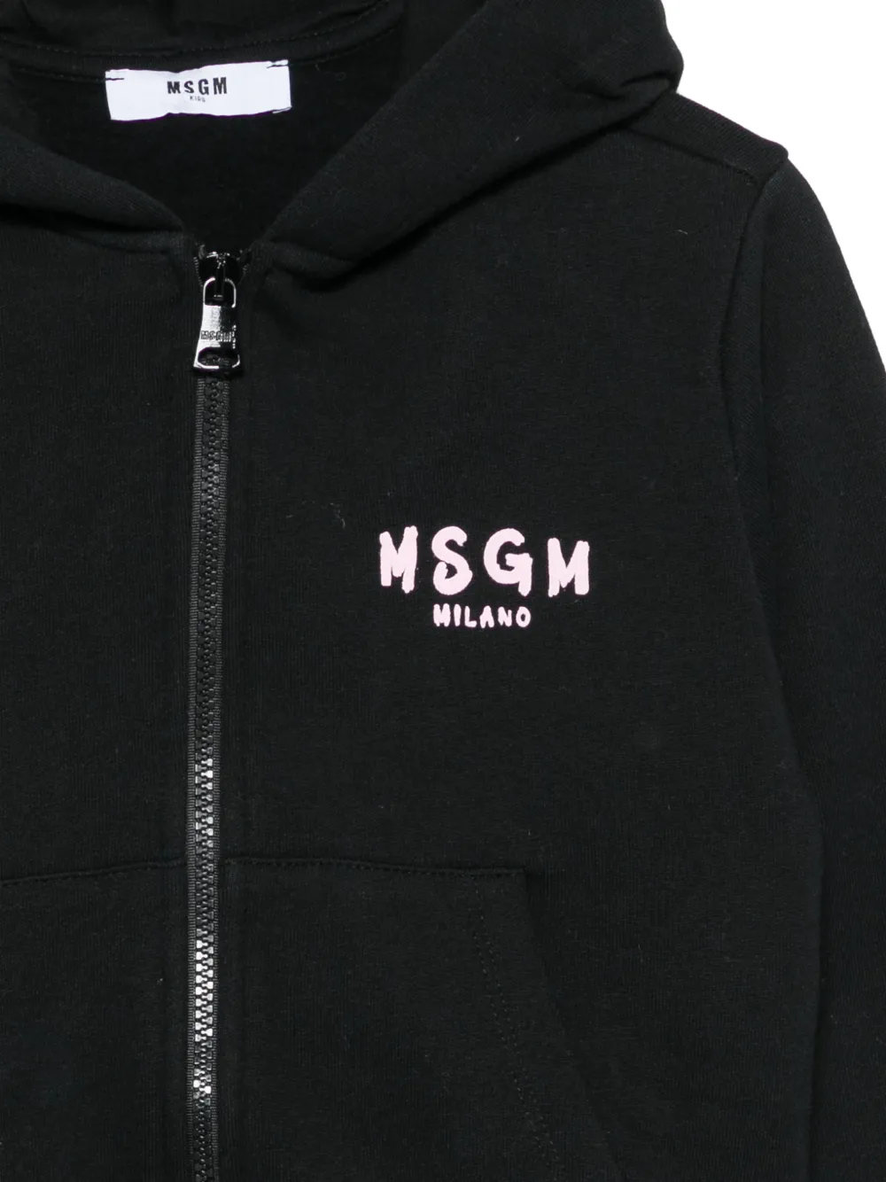 MSGM Kids Hoodie met logoprint en rits Zwart