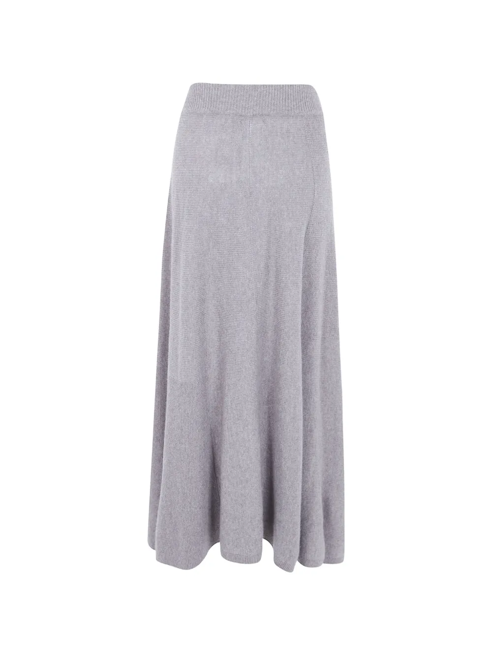 Emporio Armani Fine-knit Flared Midi Skirt in Grey, view 2