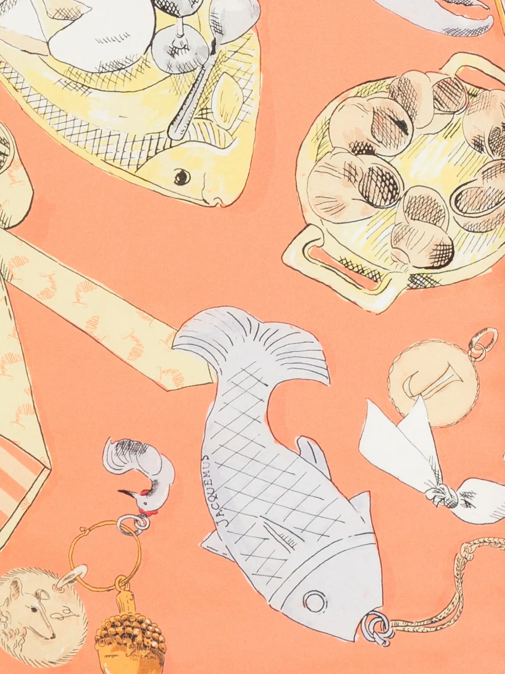 Jacquemus Le Grand Foulard zijden sjaal met cocktailprint Oranje