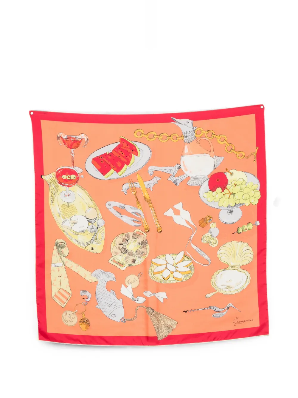 Jacquemus Le Grand Foulard cocktail-print silk scarf - Orange