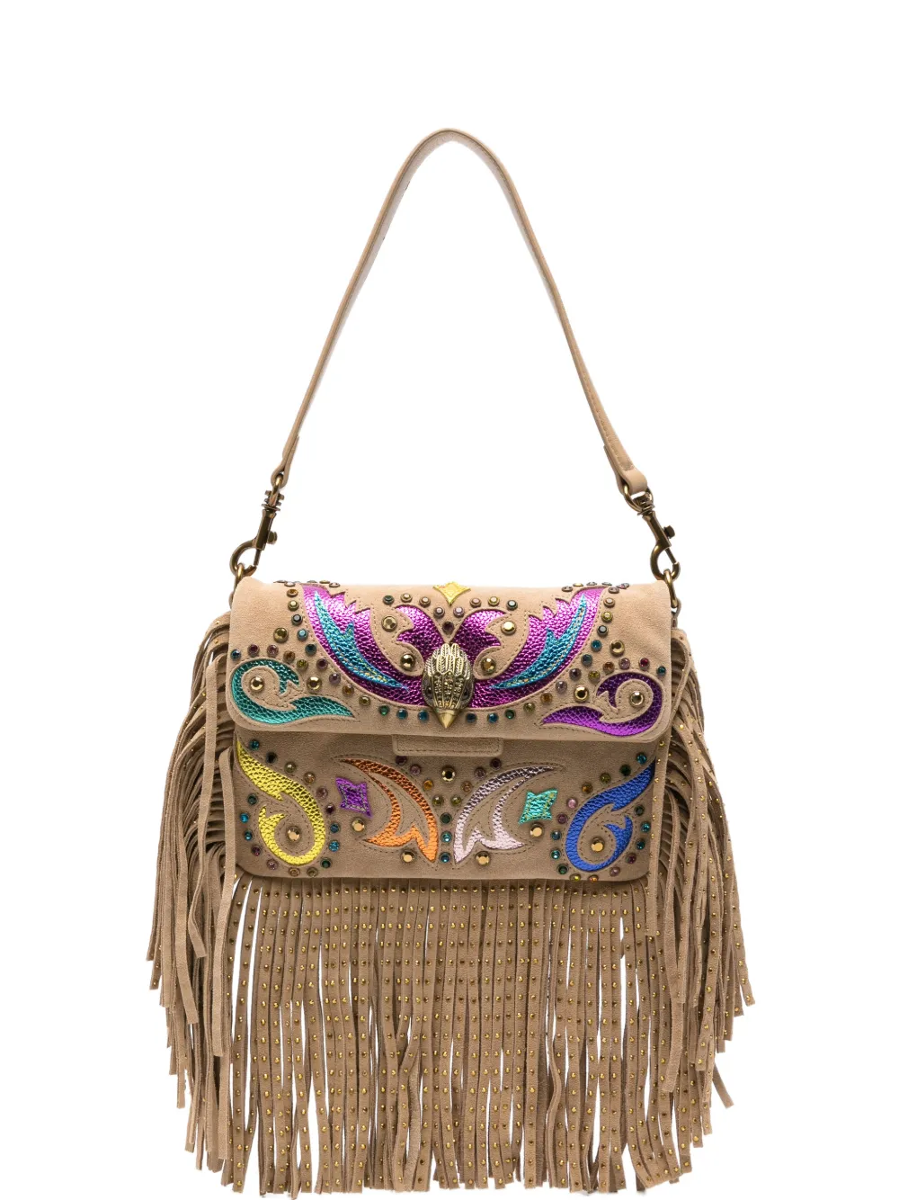 Kurt Geiger London Borsa a spalla Oxford con frange - Toni neutri