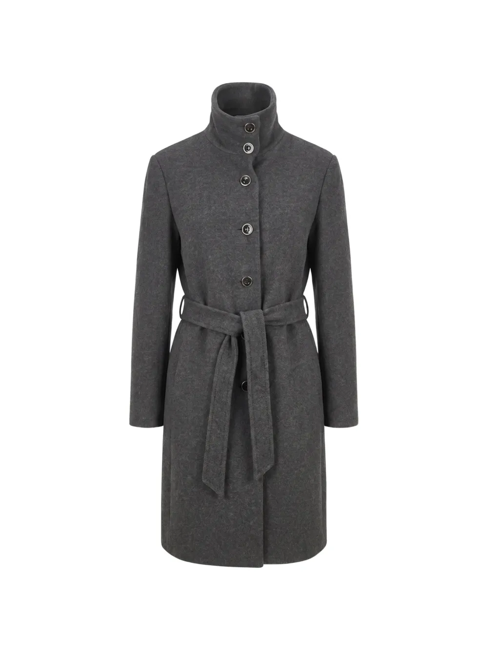 PINKO wool-blend coat with high neck and belt - Grigio