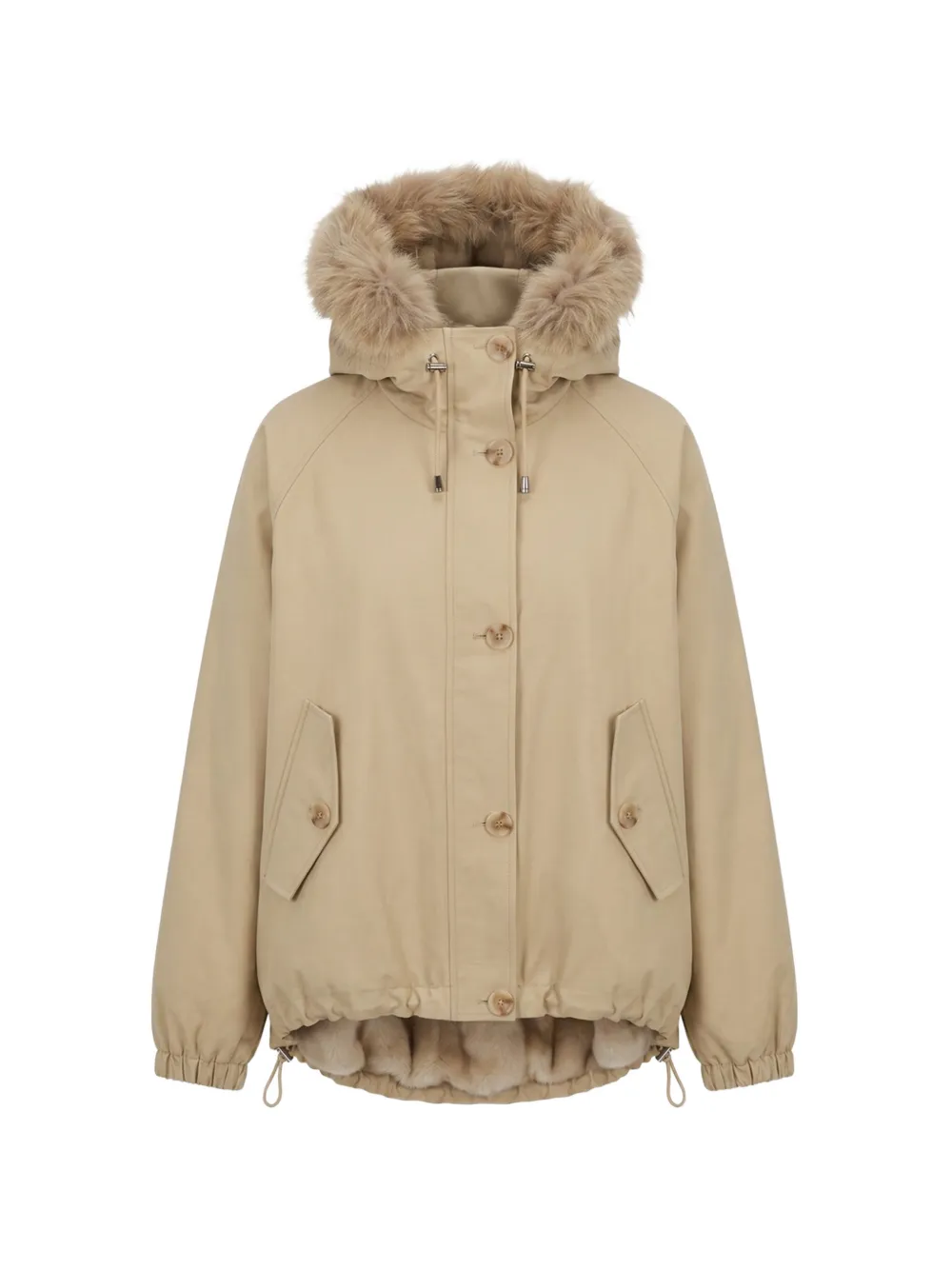 VALENTINI 1972 faux-fur trim hooded coat - Toni neutri