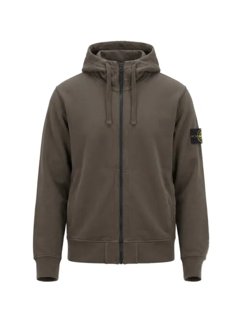 Stone Island 6100009 oversized fleece sweater met capuchon en katoenen rits