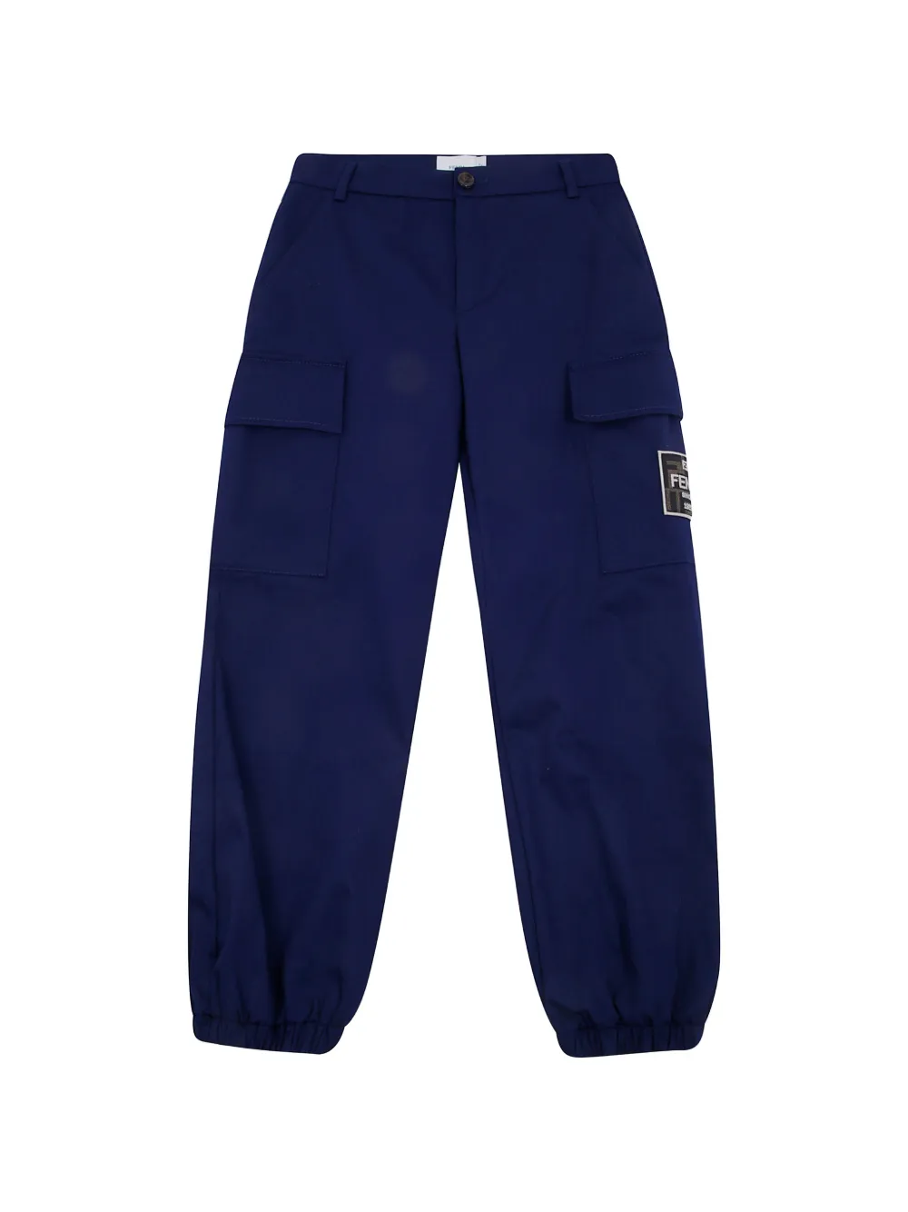 Fendi Kids logo-patch cargo pants - Blu