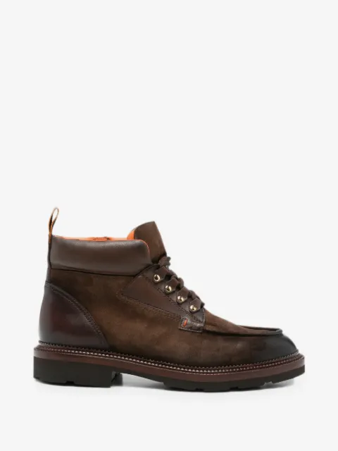 Santoni lace-up panelled boots