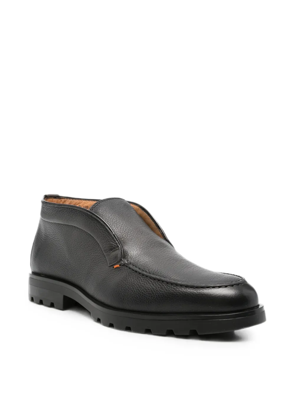 Santoni round-toe leather loafers Grijs