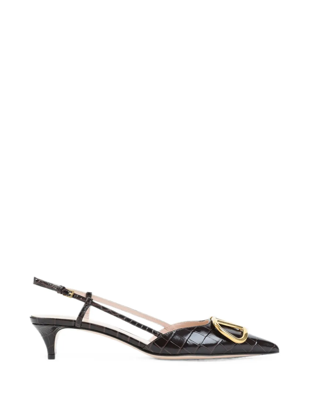 Valentino Garavani VLogo Signature crocodile-effect leather pumps Bruin