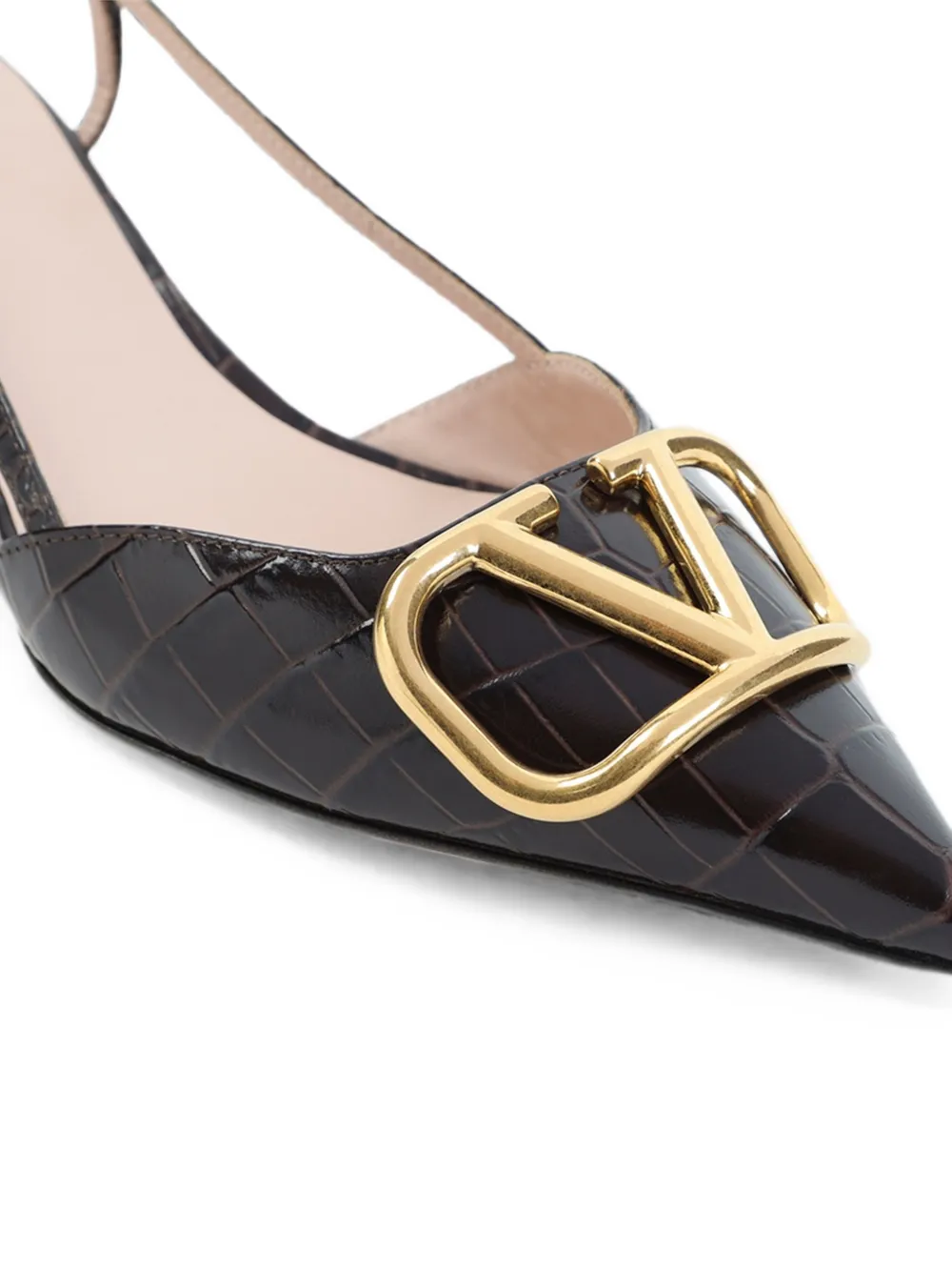 Valentino Garavani VLogo Signature crocodile-effect leather pumps Bruin