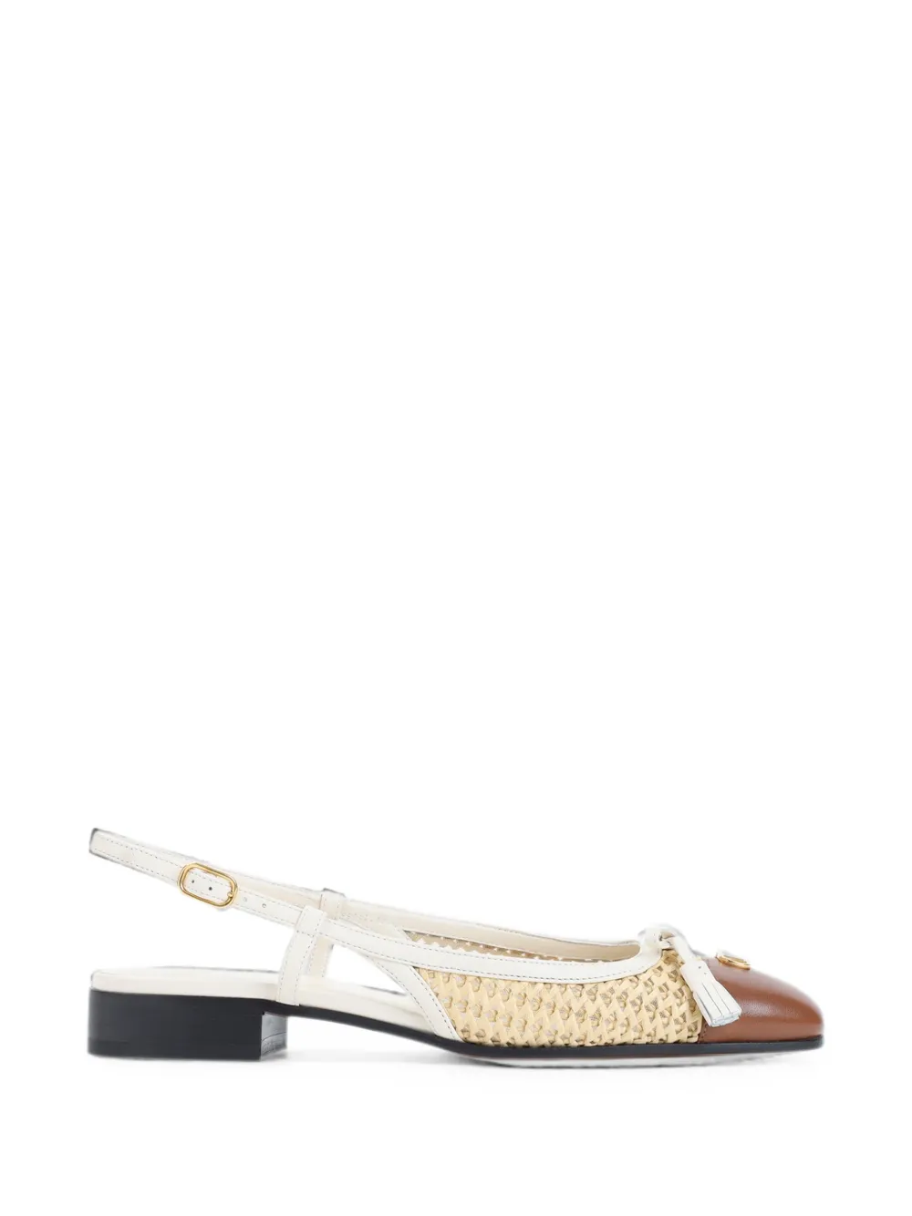 Valentino Garavani VLogo Signature woven flat pumps Beige
