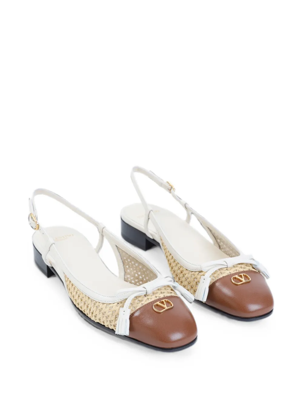 Valentino Garavani VLogo Signature woven flat pumps Beige
