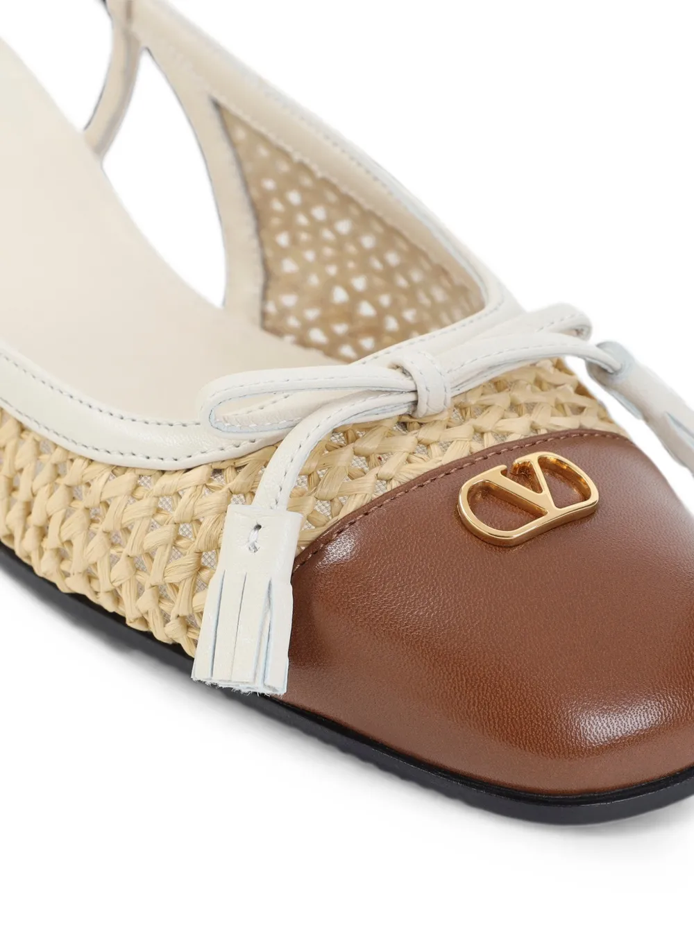 Valentino Garavani VLogo Signature woven flat pumps Beige