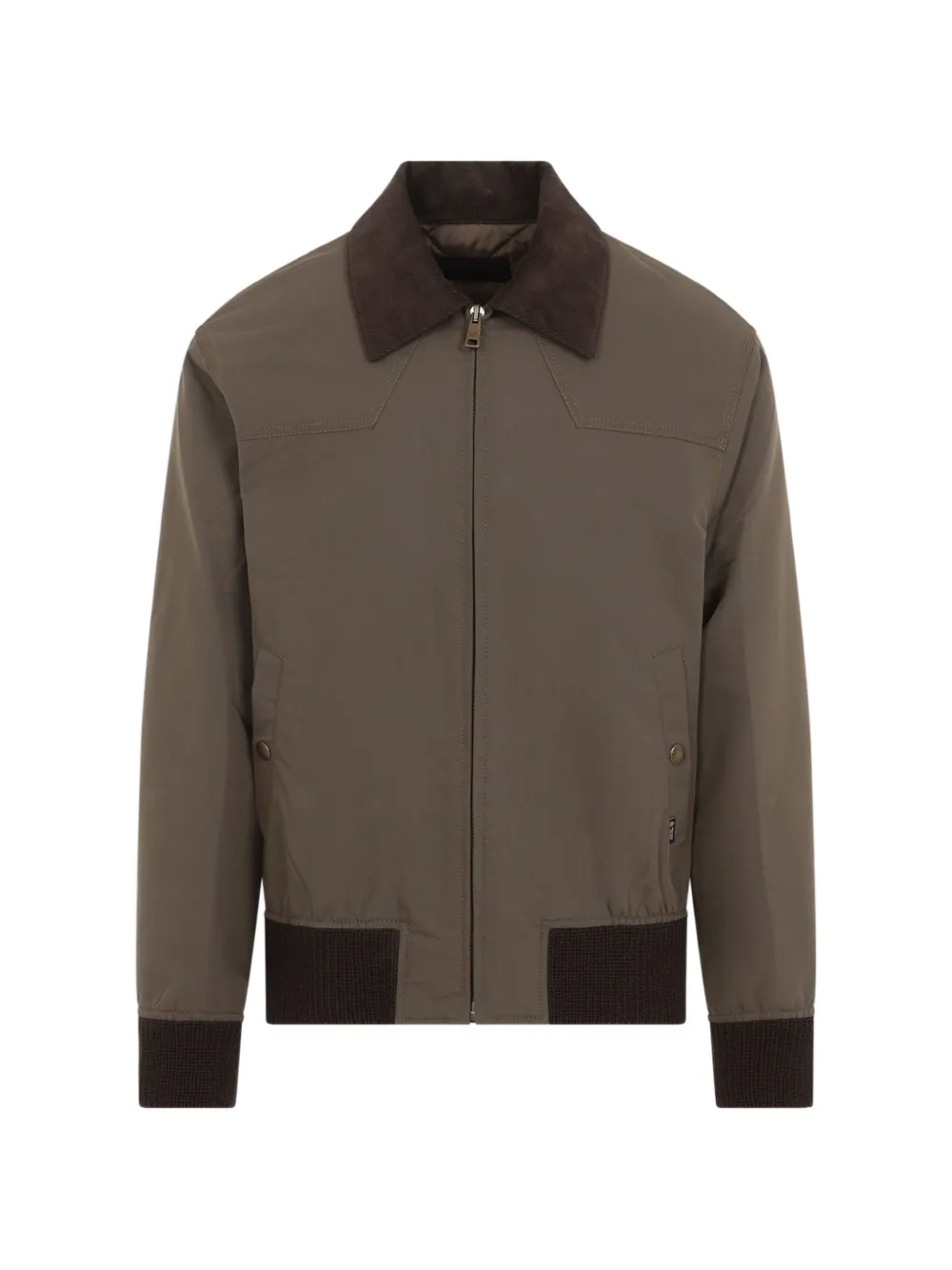 Prada corduroy-collar rib-trimmed jacket - Braun