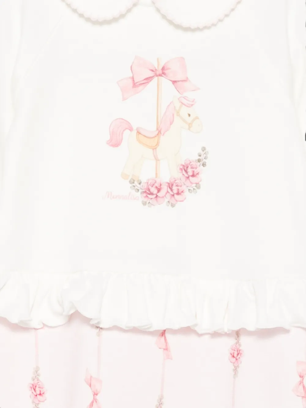 Monnalisa Romper met ruches en carrouselprint Wit