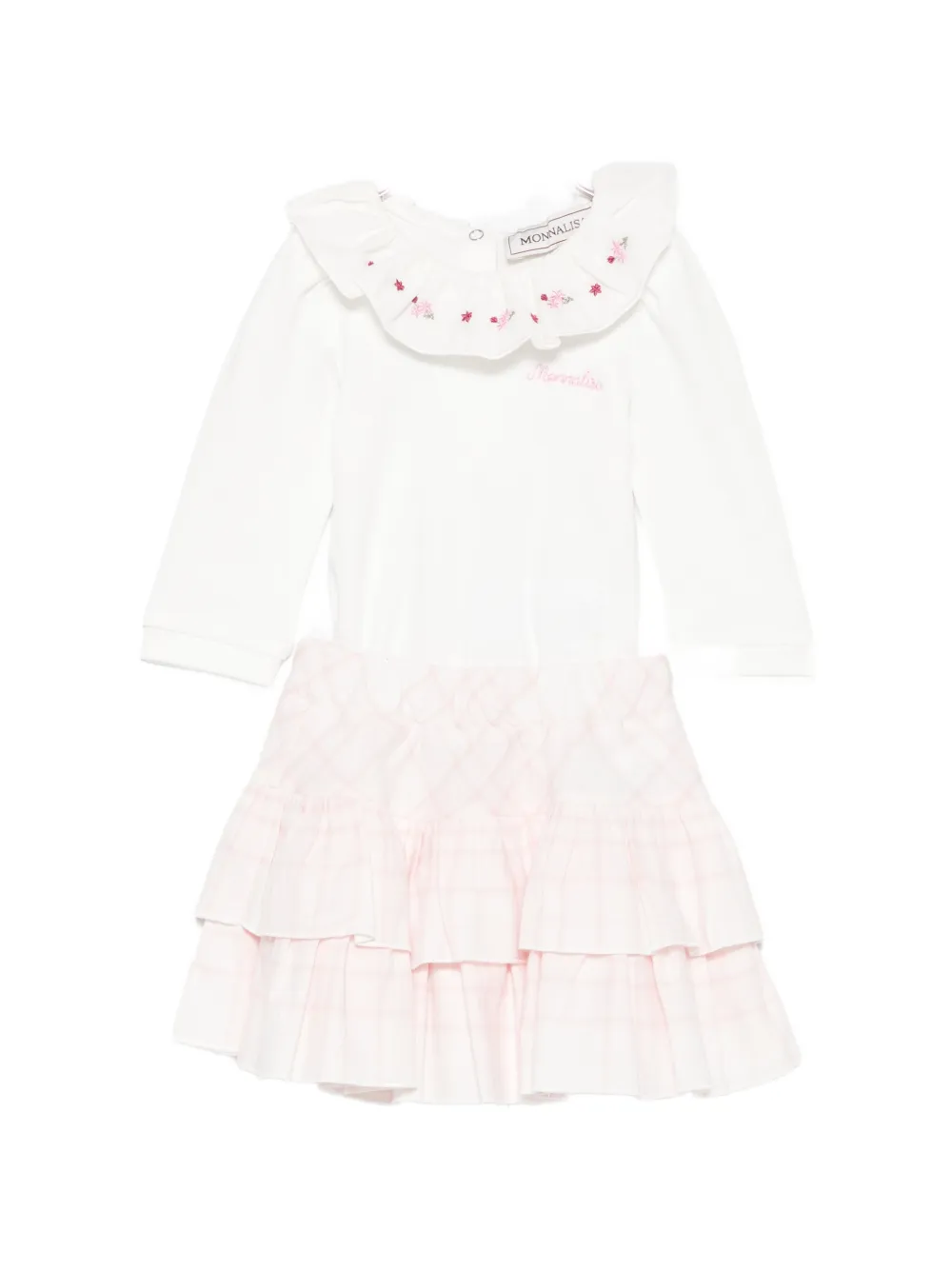 Monnalisa ruffled floral-embroidered skirt set - Bianco