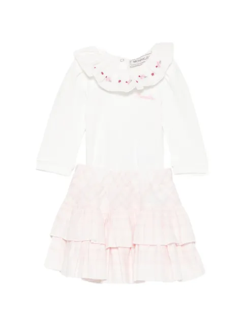 Monnalisa ruffled floral-embroidered skirt set