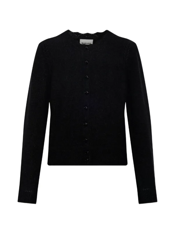 Marant Étoile Naia Scalloped-edge Cardigan in Black