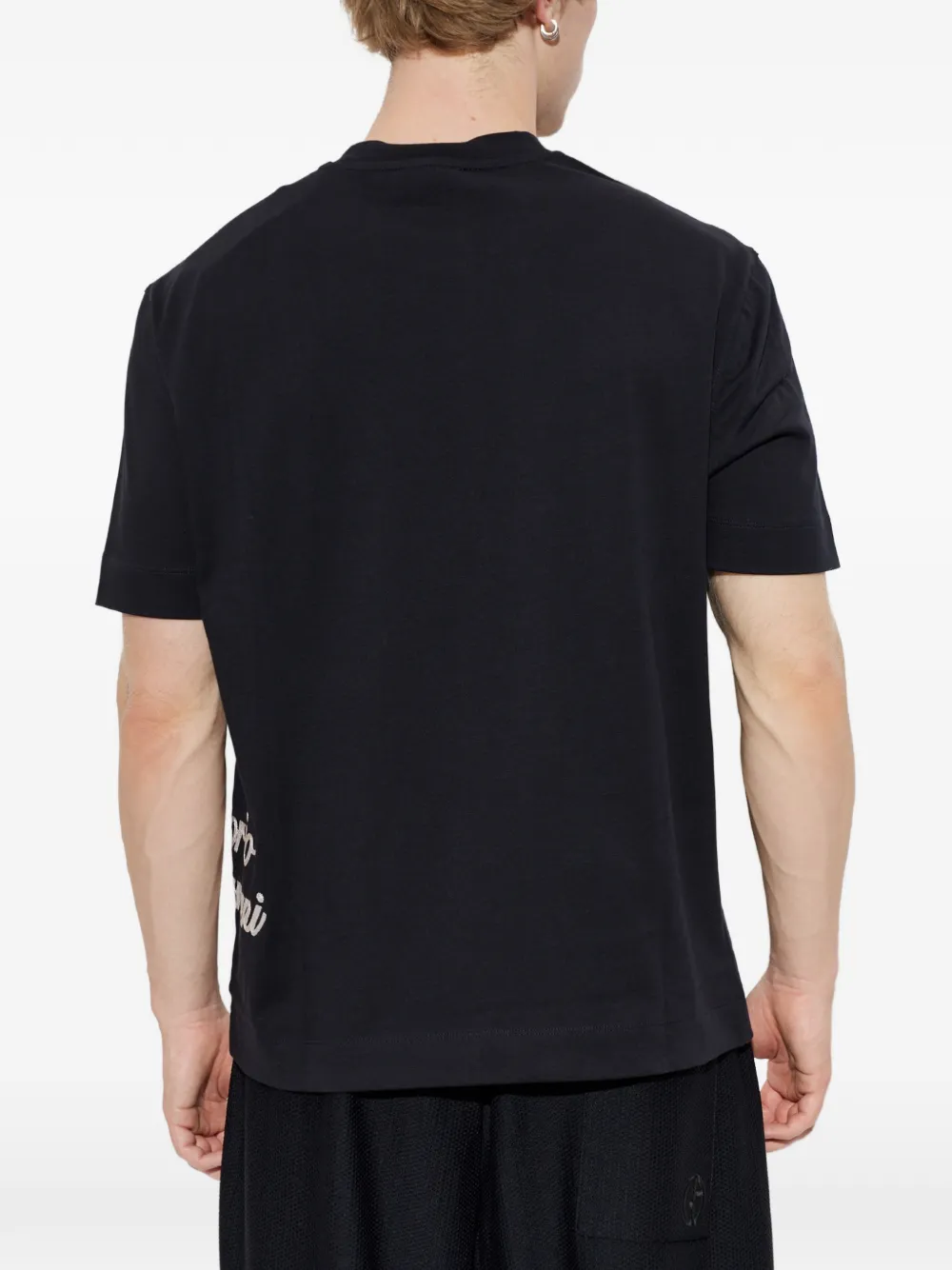 Emporio Armani T-shirt met geborduurd logo Blauw