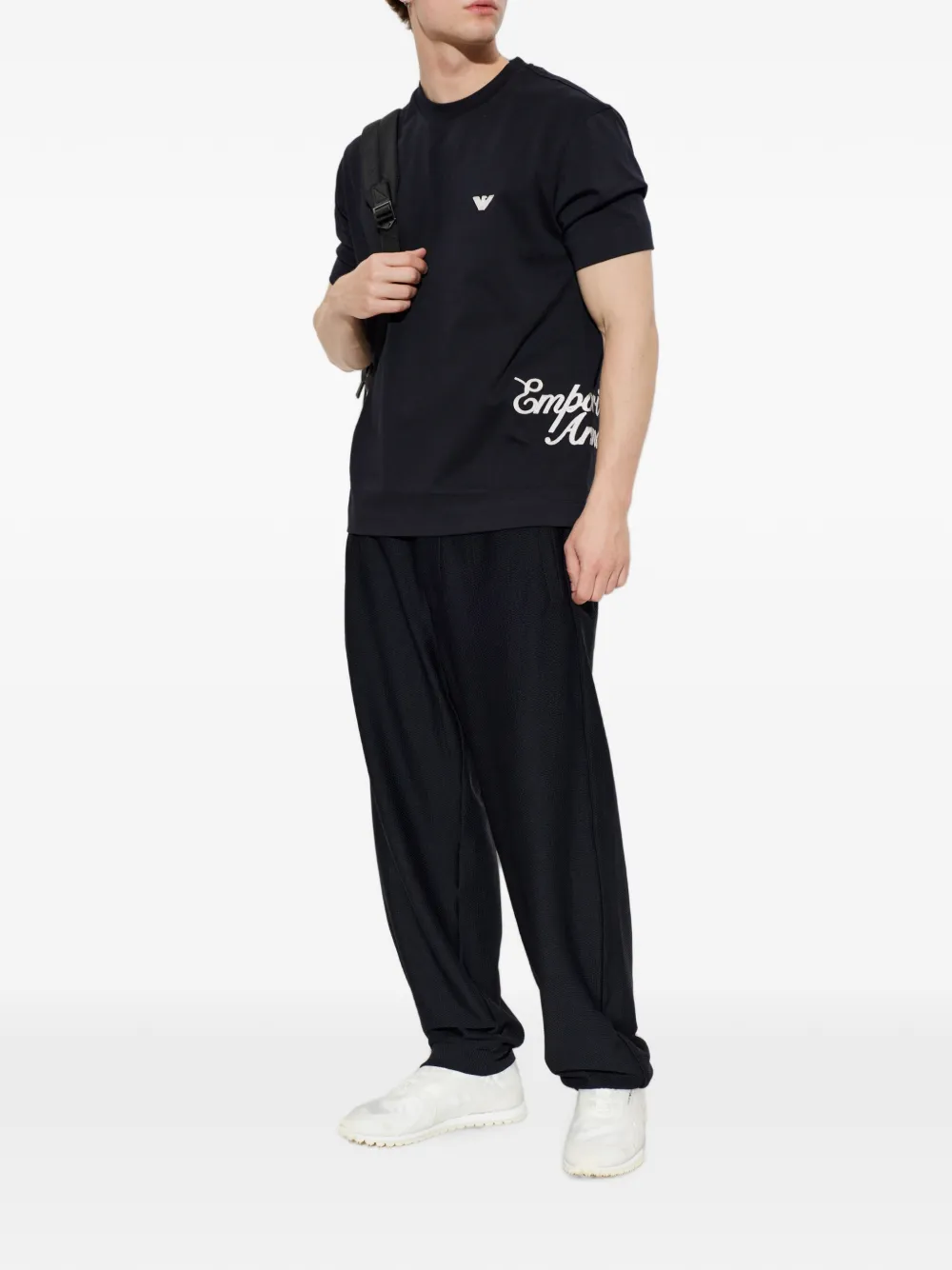 Emporio Armani T-shirt met geborduurd logo Blauw