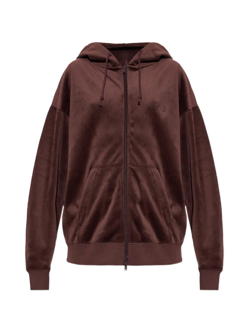 Y-3 Velvet Corduroy Zipper Hoodie In Red