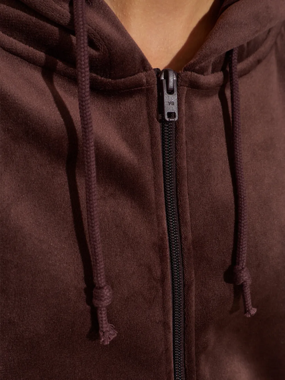 Y-3 Fluwelen ribfluwelen hoodie met rits Rood