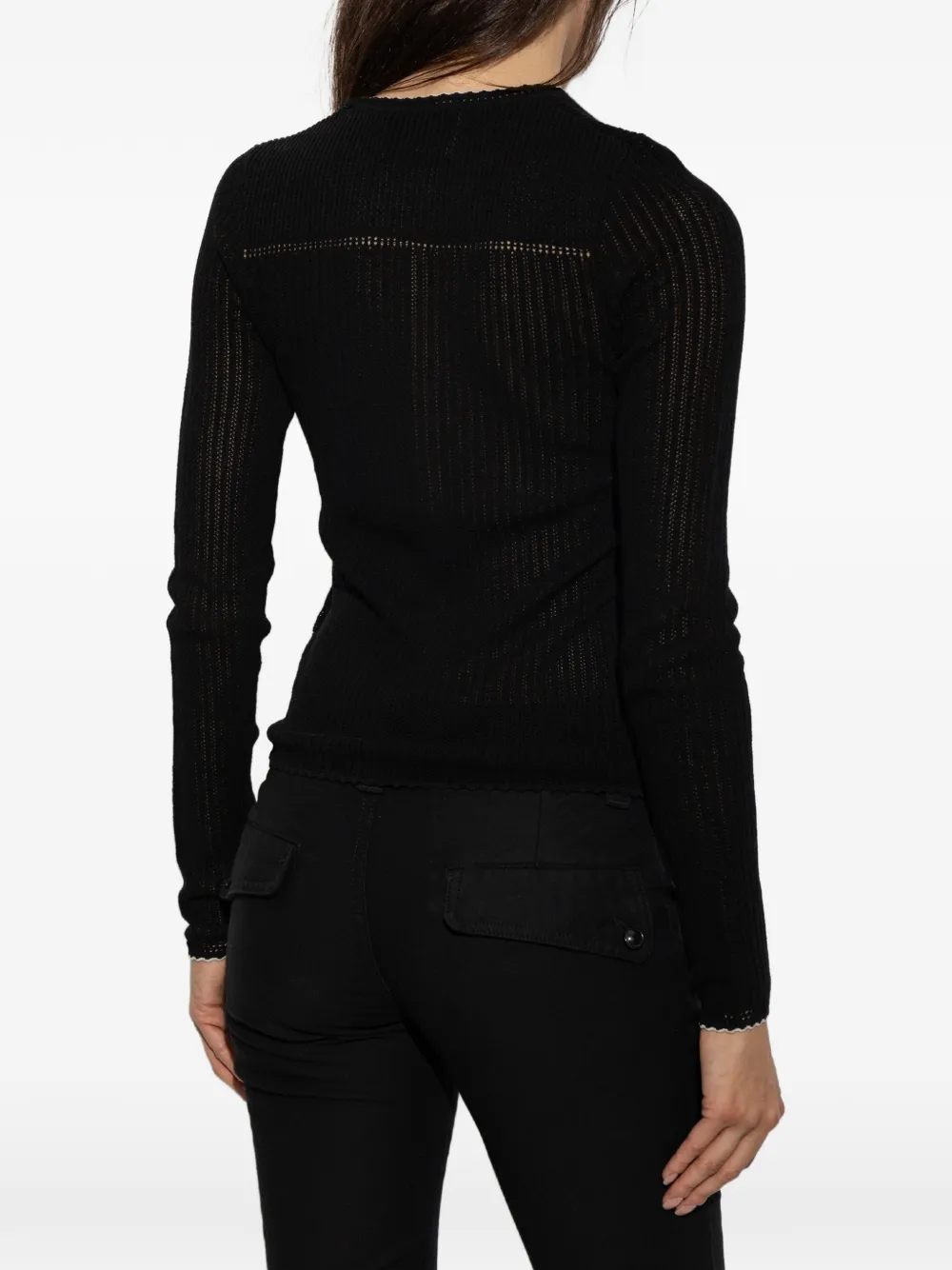 ISABEL MARANT Siofra pointelle-gebreid vest Zwart