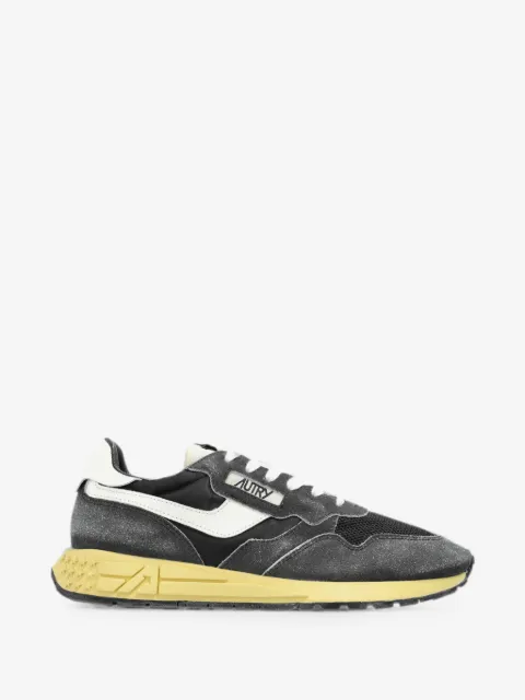 Autry Reelwind low sneakers in black sugar and marshmallow nylon and suede