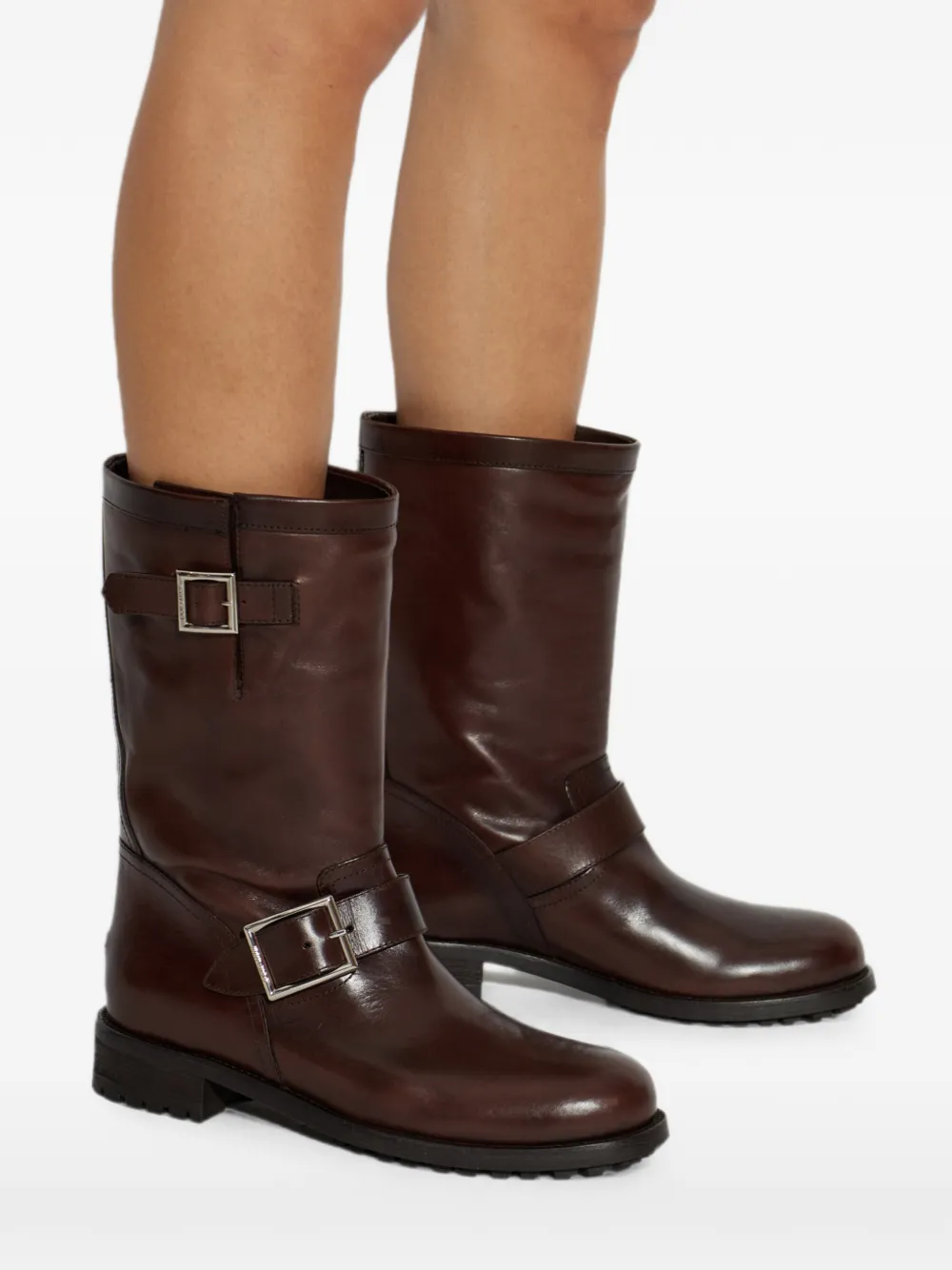 Jimmy Choo Biker Mid laarzen met gespbandje Bruin