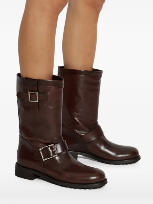 Jimmy Choo Biker Mid buckle-strap Boots | Brown | FARFETCH