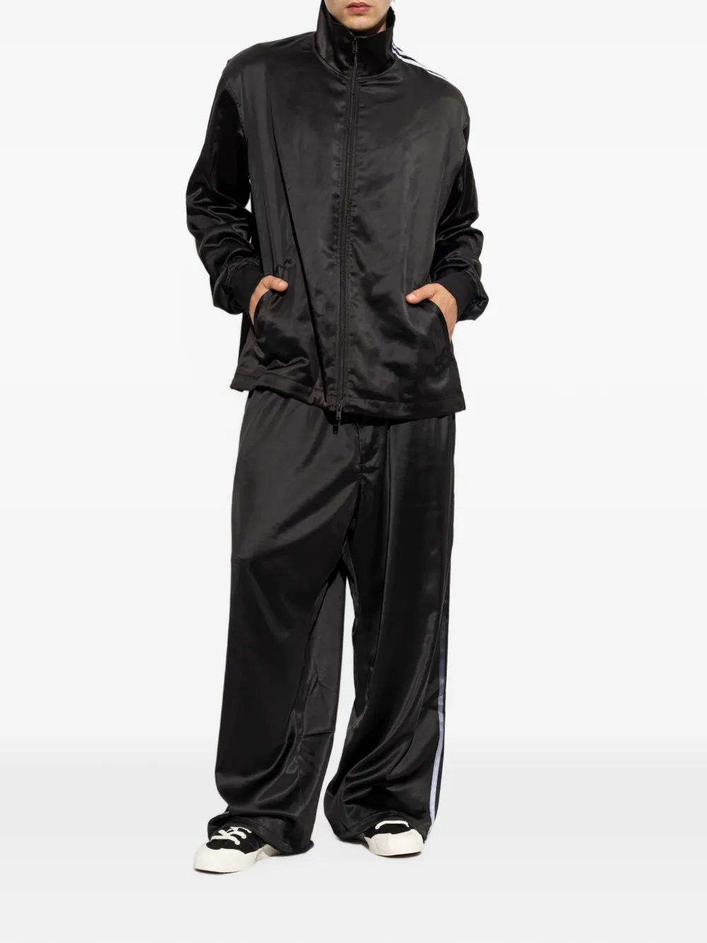 Y-3 Satijnen 3-Stripes trainingstop met kleurverloop Zwart