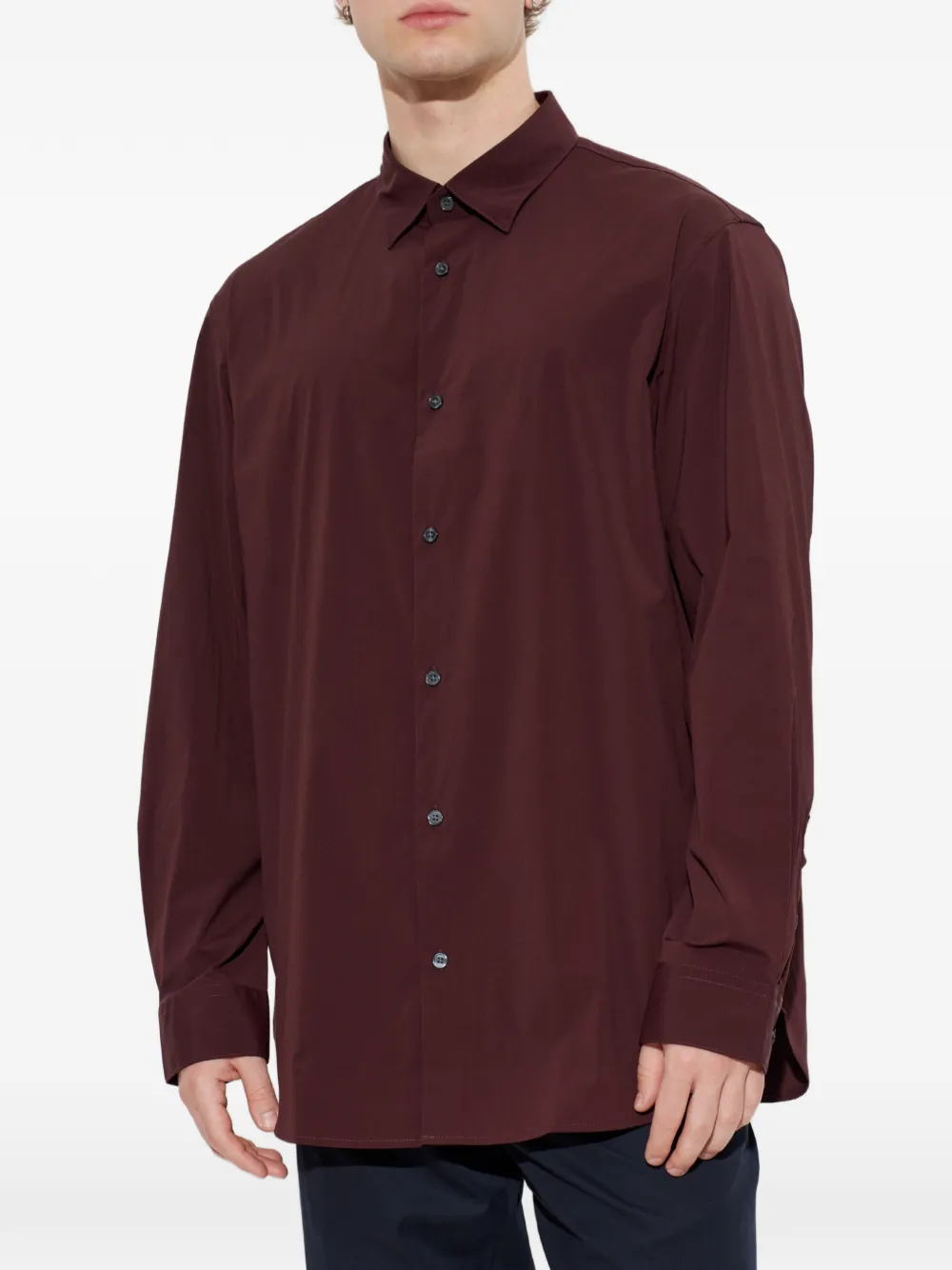 Emporio Armani Regular-fit overhemd van stretch stof Rood