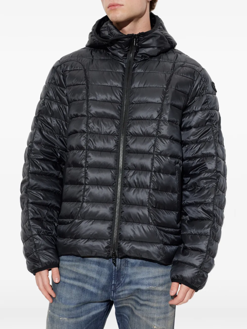 Diesel Donsjack met tonale afwerking Zwart
