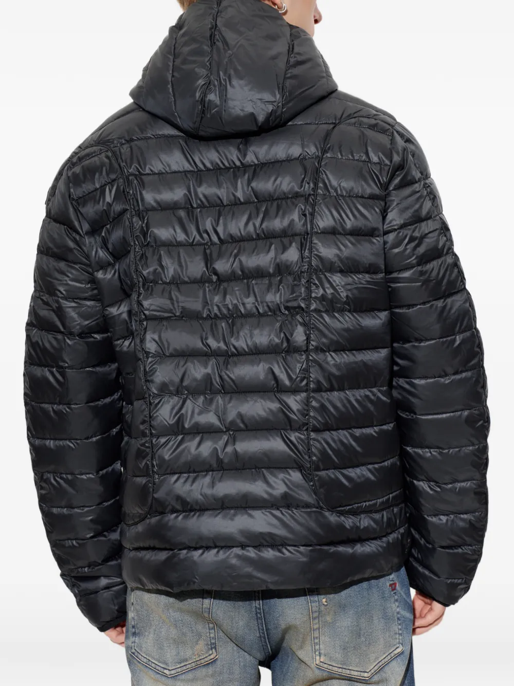 Diesel Donsjack met tonale afwerking Zwart
