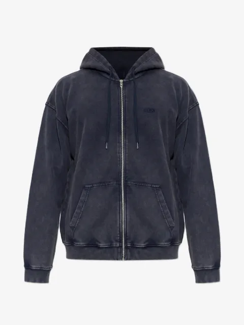 Diesel zip-up hoodie in treated cotton fleece