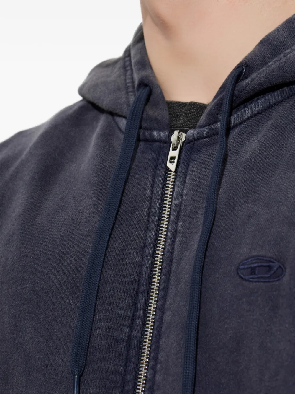 Diesel Hoodie met rits van katoenen fleece Blauw