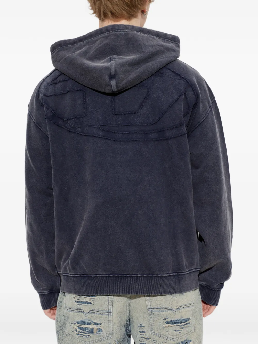 Diesel Hoodie met rits van katoenen fleece Blauw