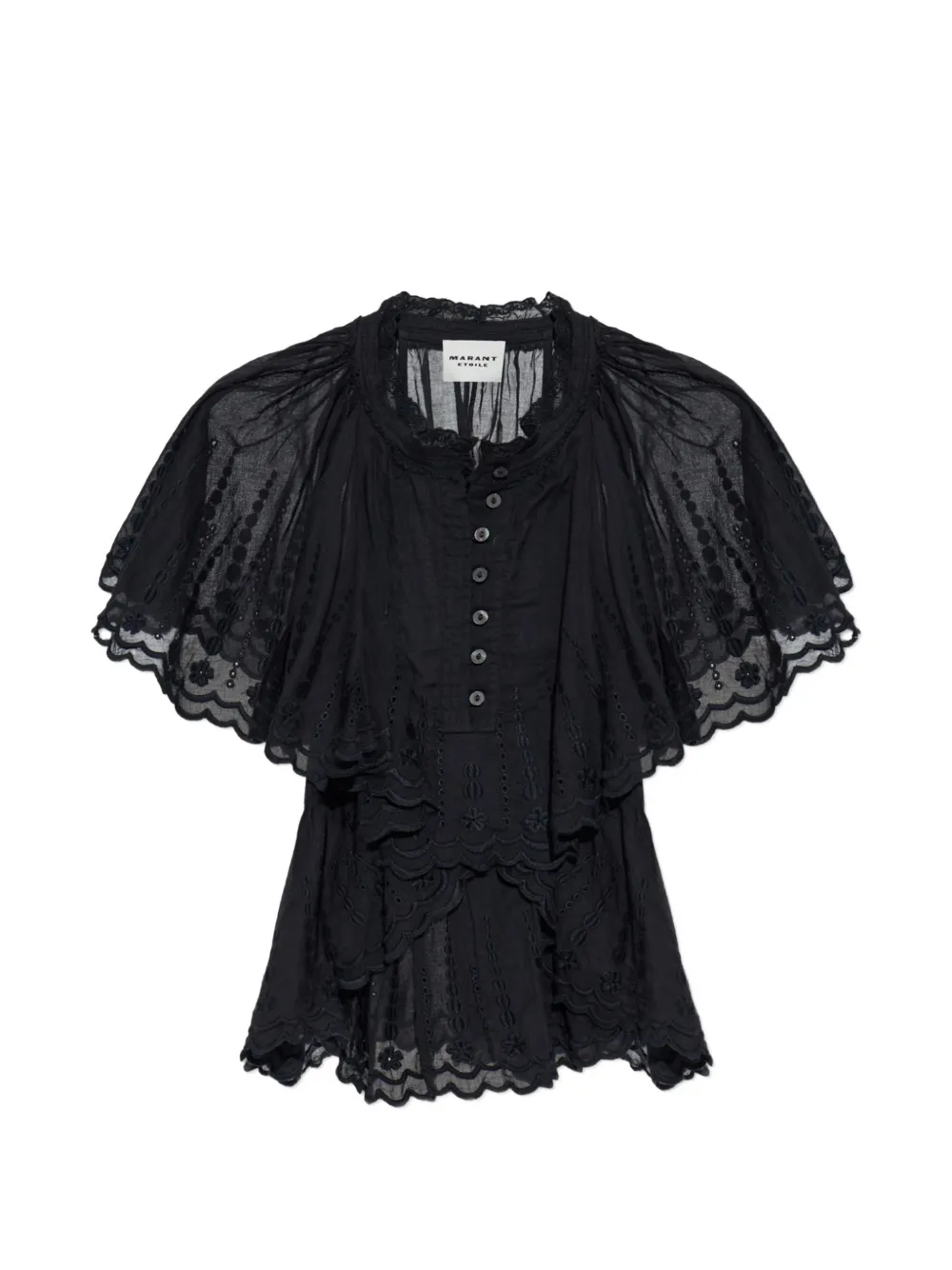 MARANT ÉTOILE Lorna ruffled broderie-anglaise top - Nero