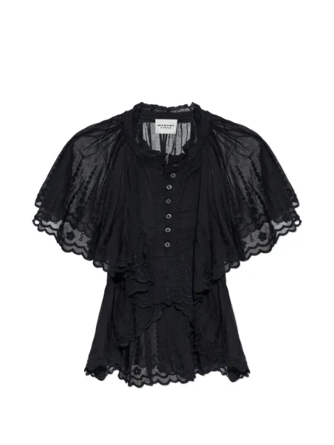 MARANT ÉTOILE top Lorna con bordado inglés y volantes