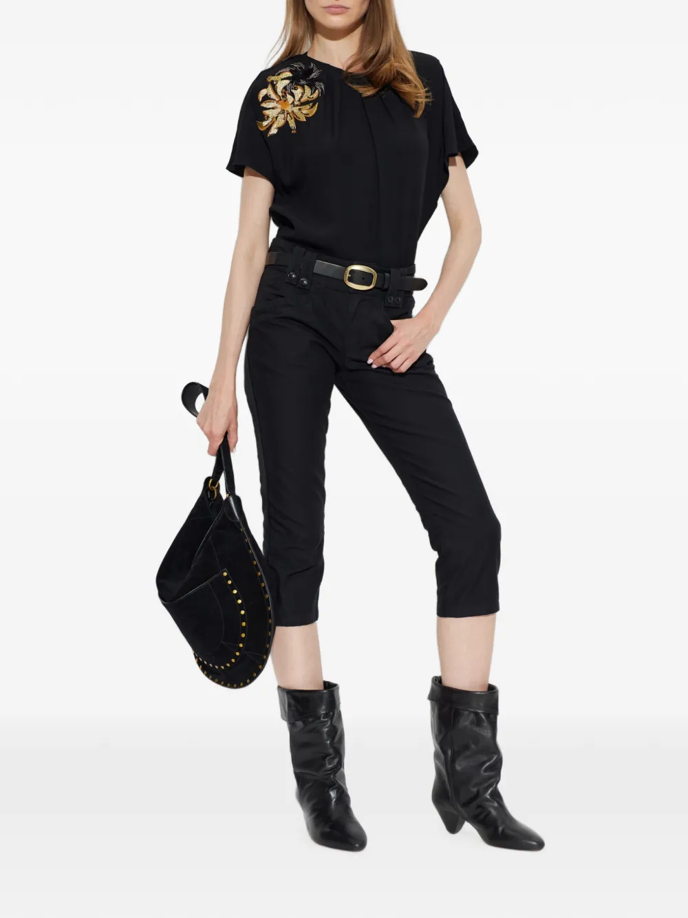 ISABEL MARANT T-shirt verfraaid met kralen Zwart