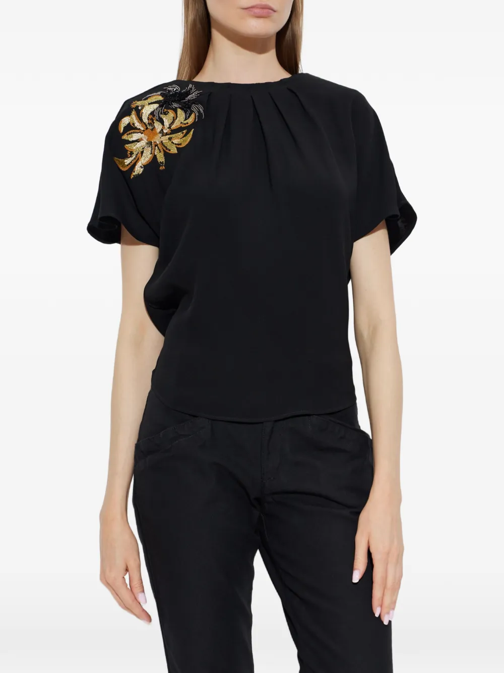 ISABEL MARANT T-shirt verfraaid met kralen Zwart