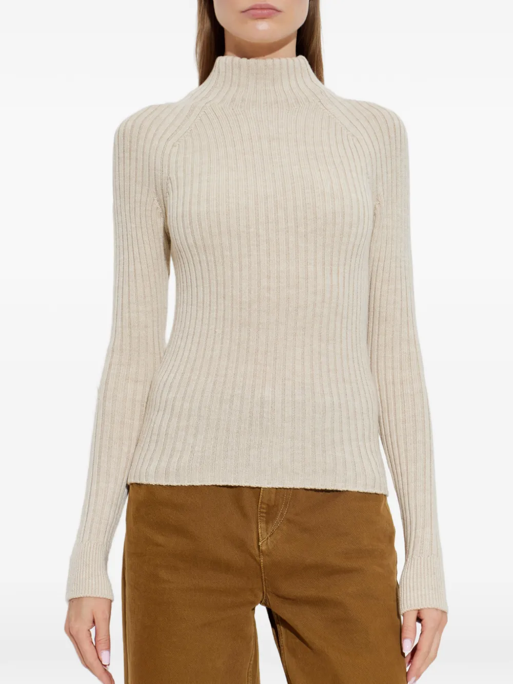 ISABEL MARANT Virginia geribbelde trui van merinowol Beige