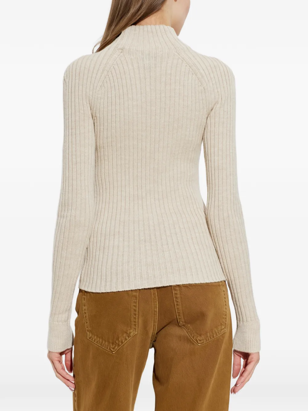 ISABEL MARANT Virginia geribbelde trui van merinowol Beige