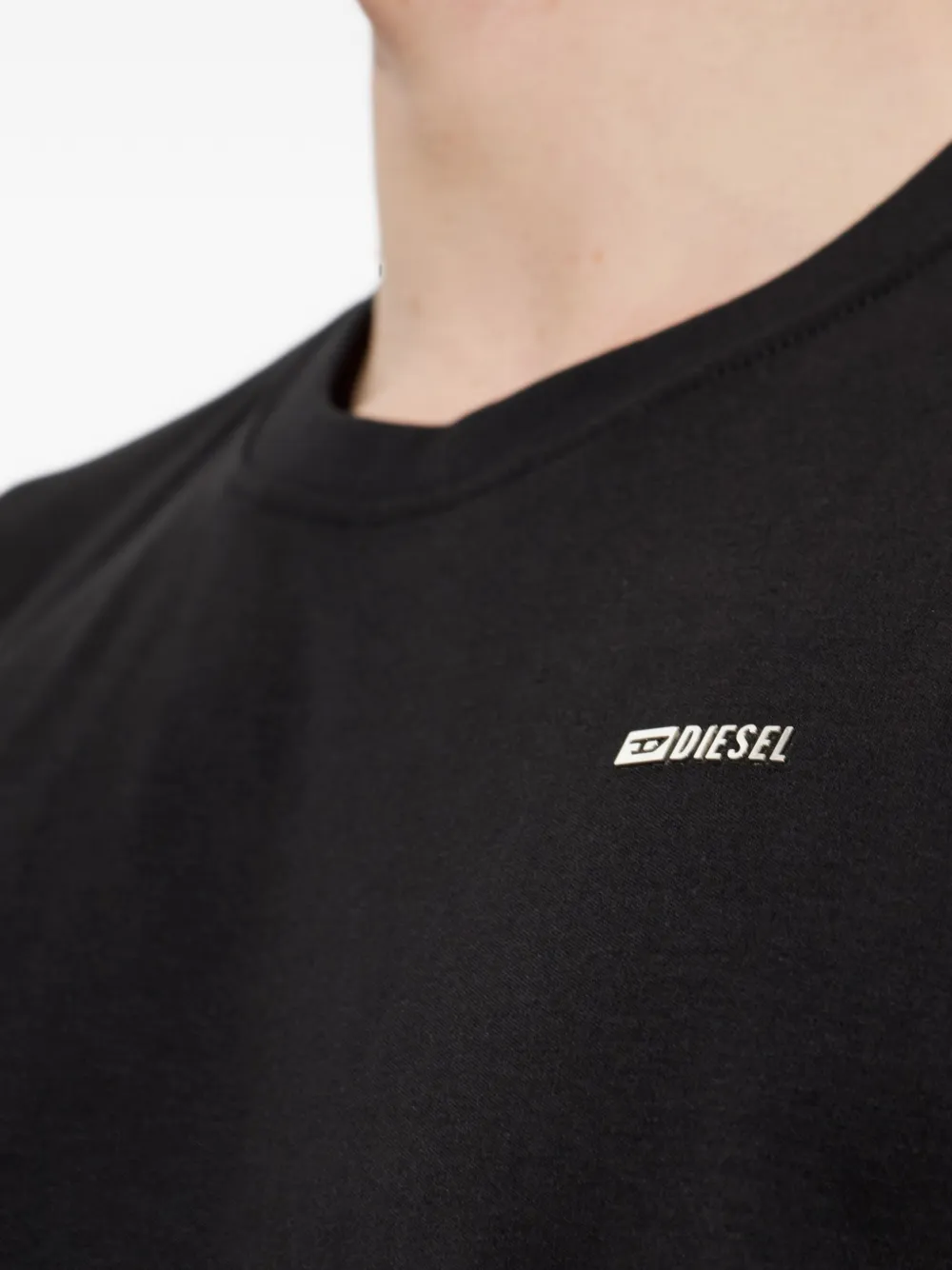 Diesel T-shirt met logoplakkaat en lange mouwen Zwart