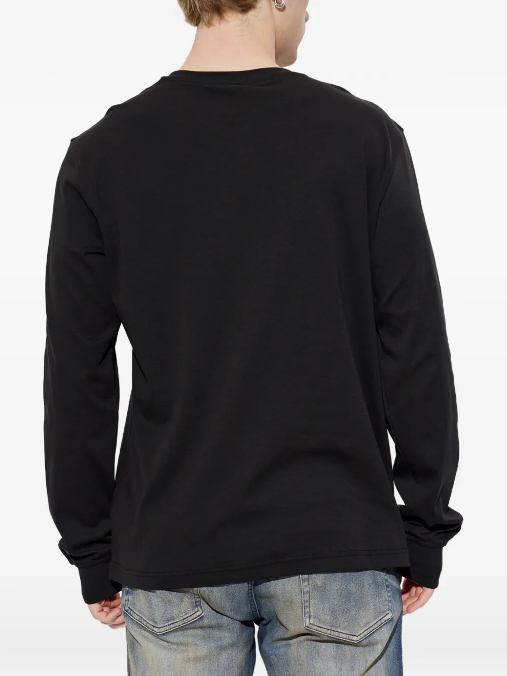 Diesel T-shirt met logoplakkaat en lange mouwen Zwart