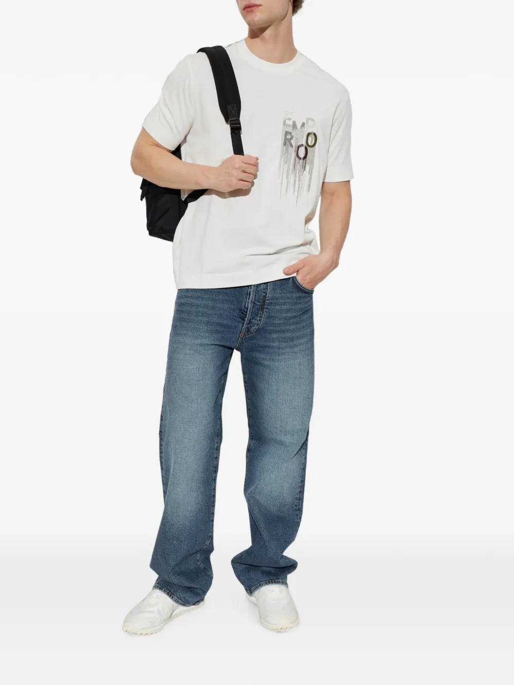 Emporio Armani Jersey T-shirt met geborduurd logo Wit